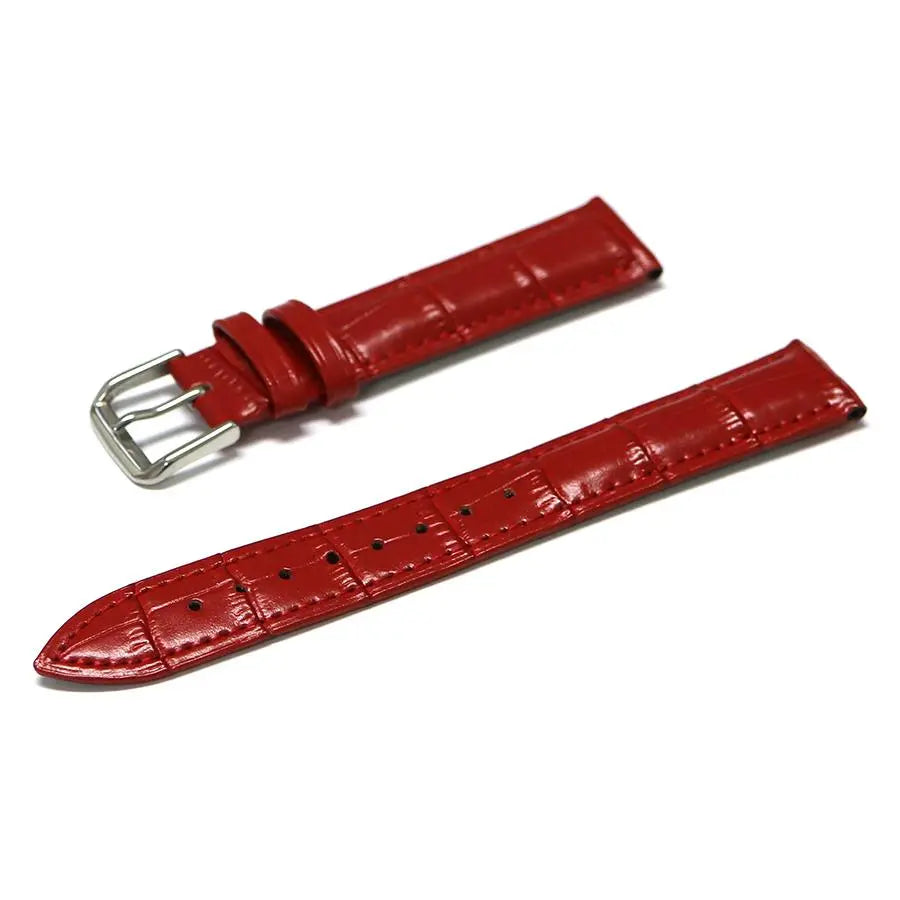 Watch belt 18mm crocodile embossed leather red with spring bar L3