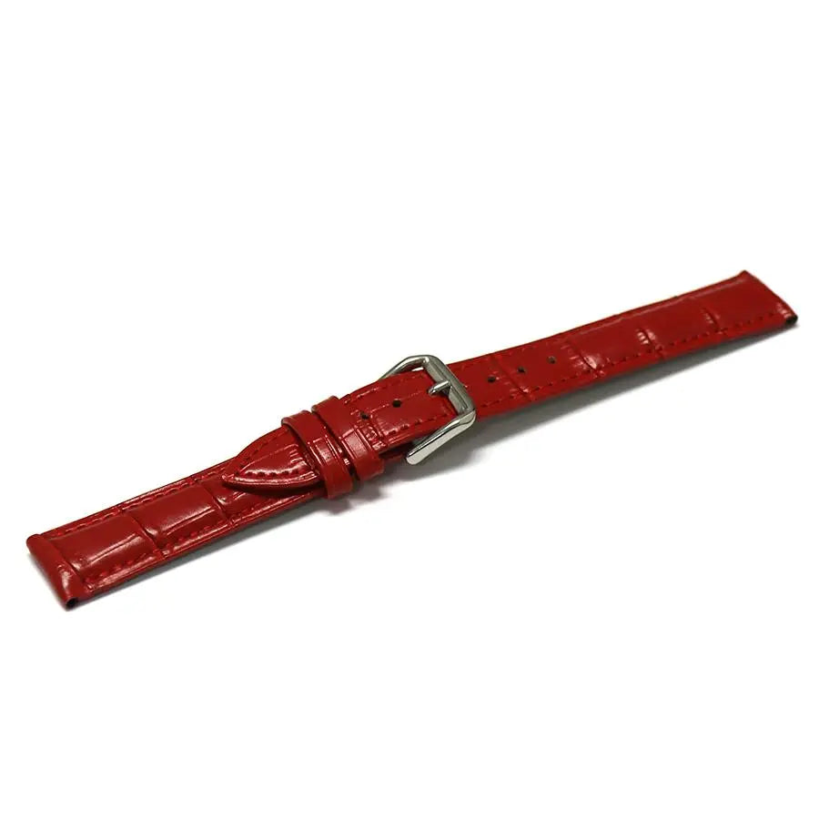 Watch belt 18mm crocodile embossed leather red with spring bar L3