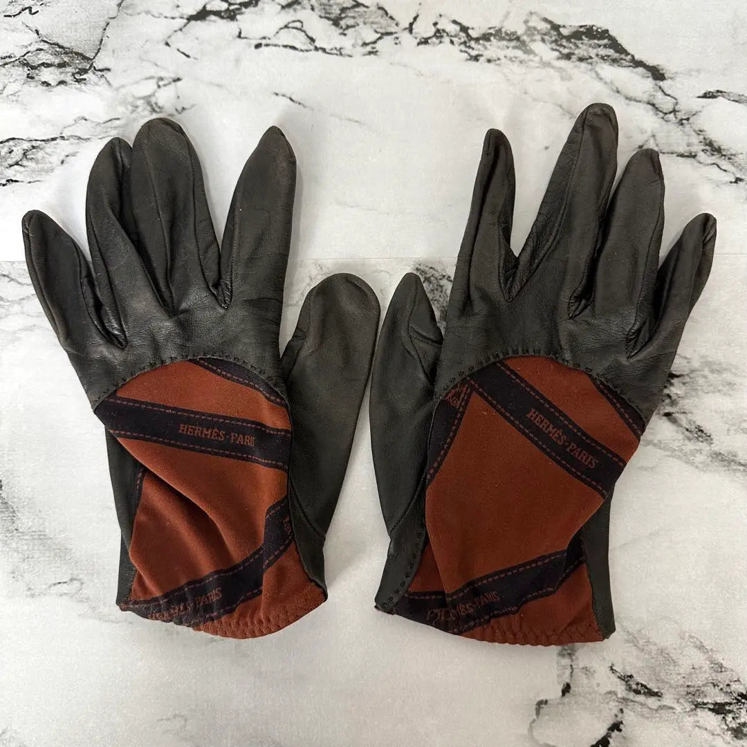 Guantes de piel de cordero HERMES raros Guantes de cuero