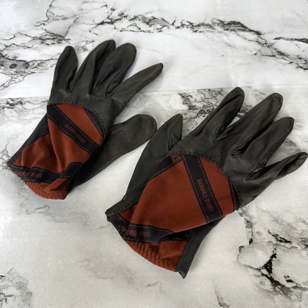 Guantes de piel de cordero HERMES raros Guantes de cuero