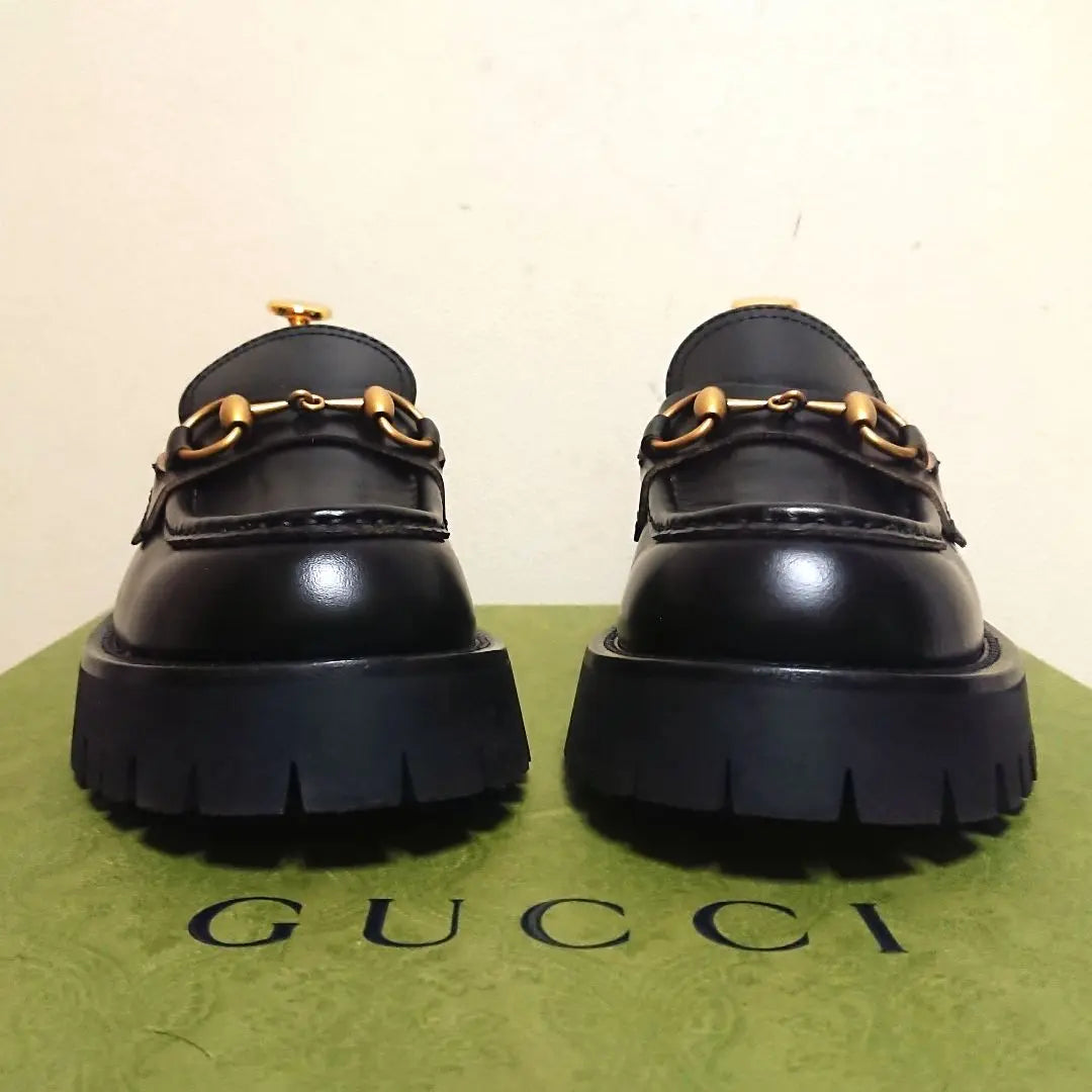 Good condition GUCCI Horsebit Loafers Lug Sole Bee Black 36