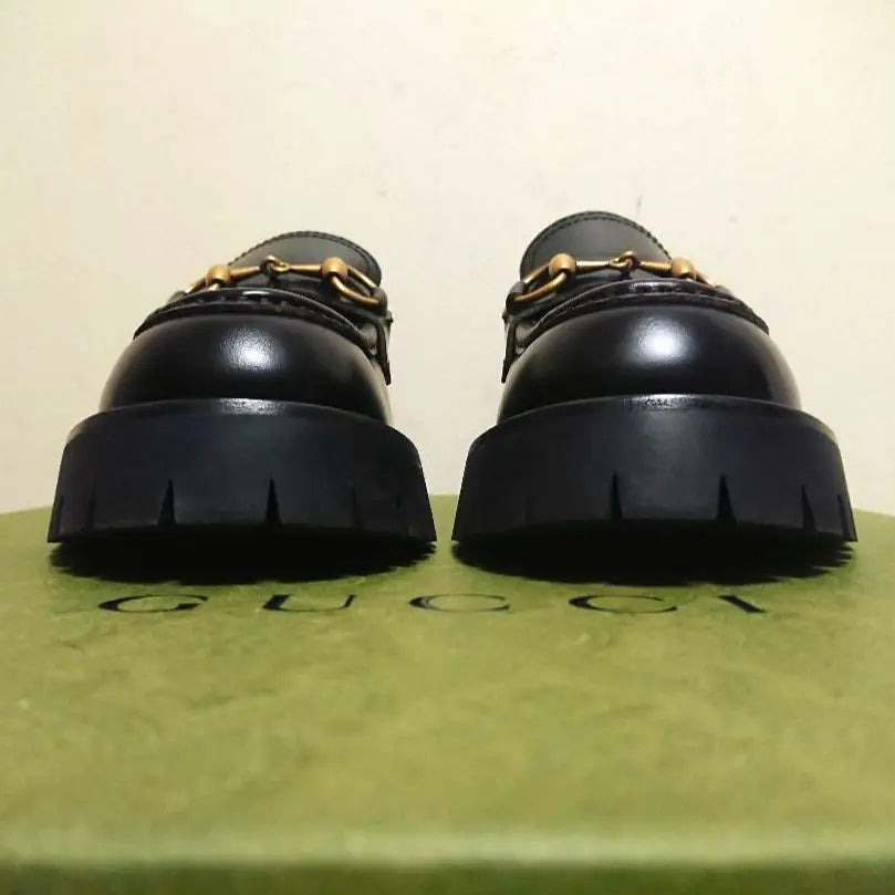 Good condition GUCCI Horsebit Loafers Lug Sole Bee Black 36