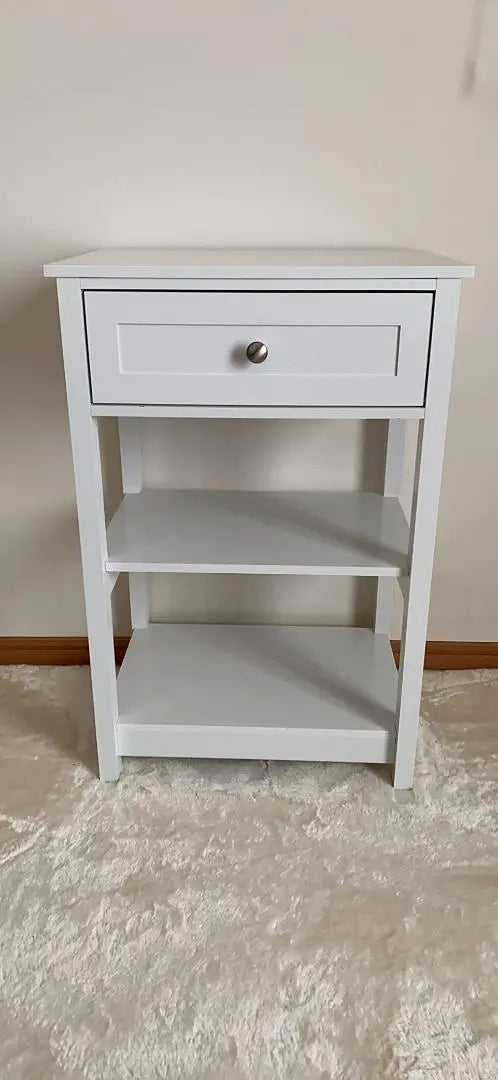 Scandinavian-style night table with drawers, natural white