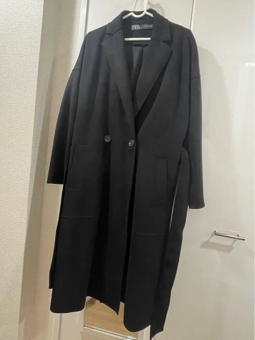 ZARA Suede-style Trench Coat s Black