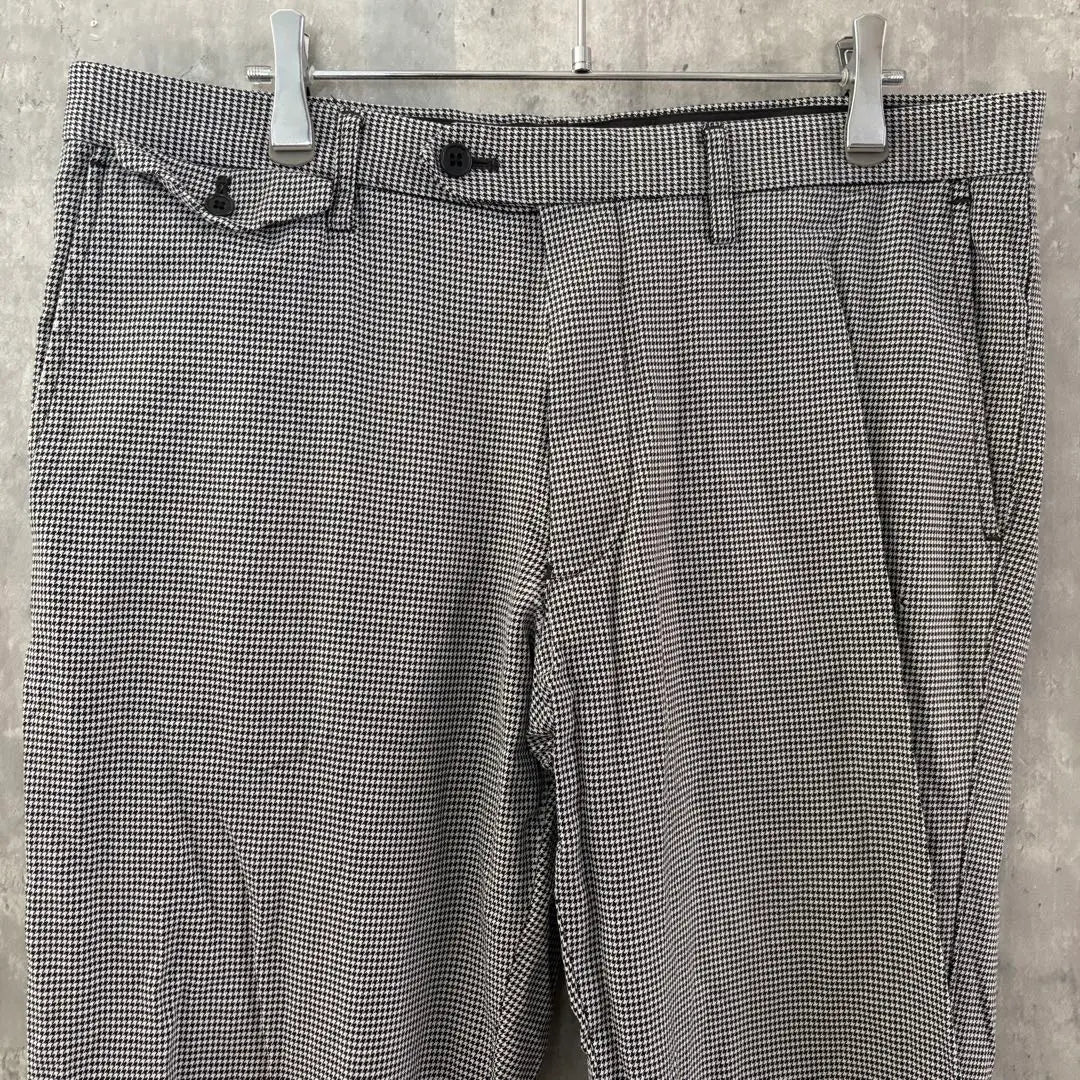 ✨Versátil✨ UNIQLO [85] Pantalón casual, bonito, estampado pata de gallo, algodón, combinable