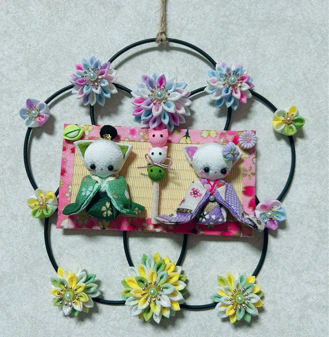 ❤︎Doll's Festival Plate Plum Decoration❤︎C-ute cat Hina and Empress arrangement❤︎