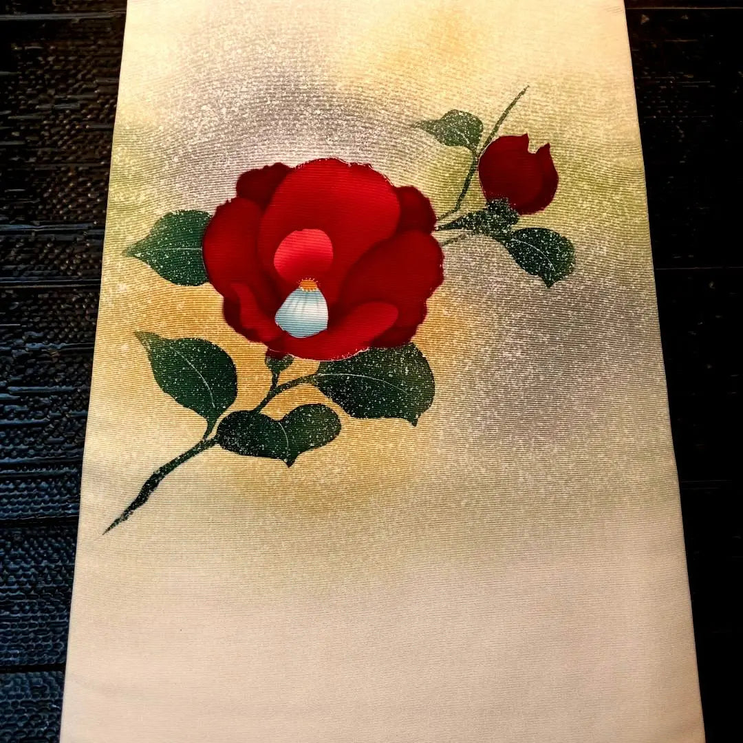 8337 Stylish obi, hand-drawn, Kanto style, red wood flower