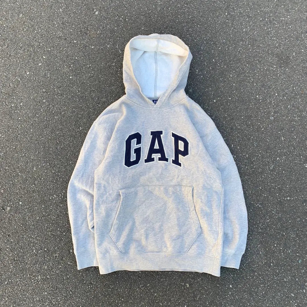 90s OLD GAP Hoodie Gray Embroidered Logo Fleece-lined XL