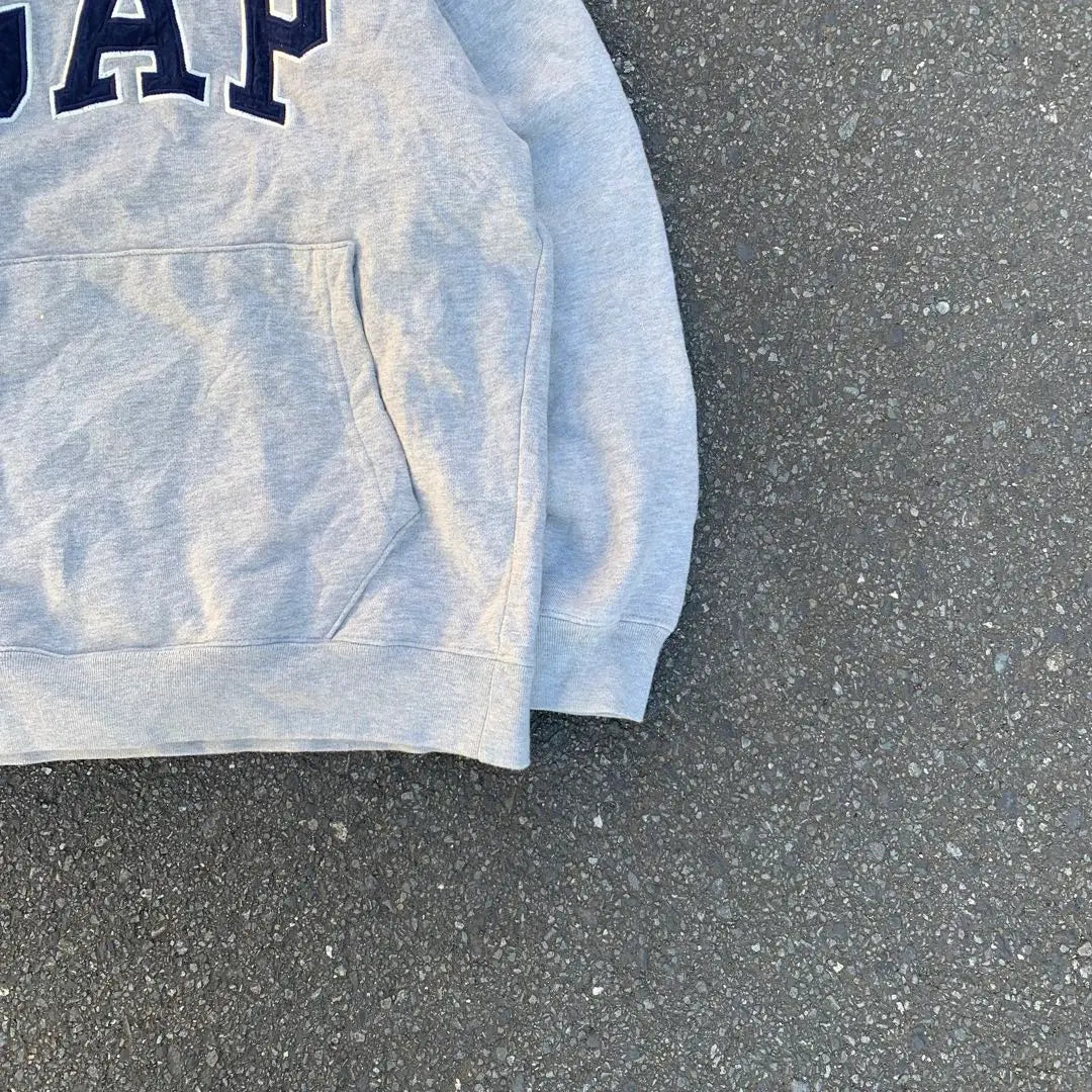 90s OLD GAP Hoodie Gray Embroidered Logo Fleece-lined XL