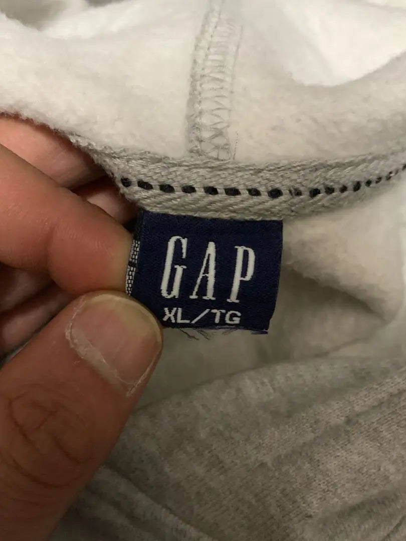 90s OLD GAP Hoodie Gray Embroidered Logo Fleece-lined XL