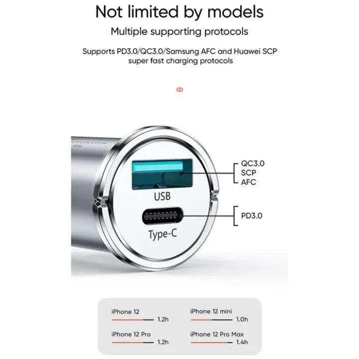 ☘️In-vehicle charger PD20W+QC3.0 USB-C car charger, fast charging