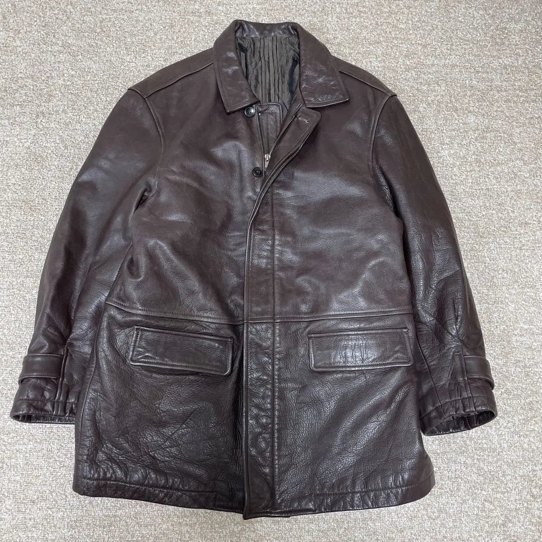 [90's Vintage] Men's Tinolas Leather Coat Size Free Brown