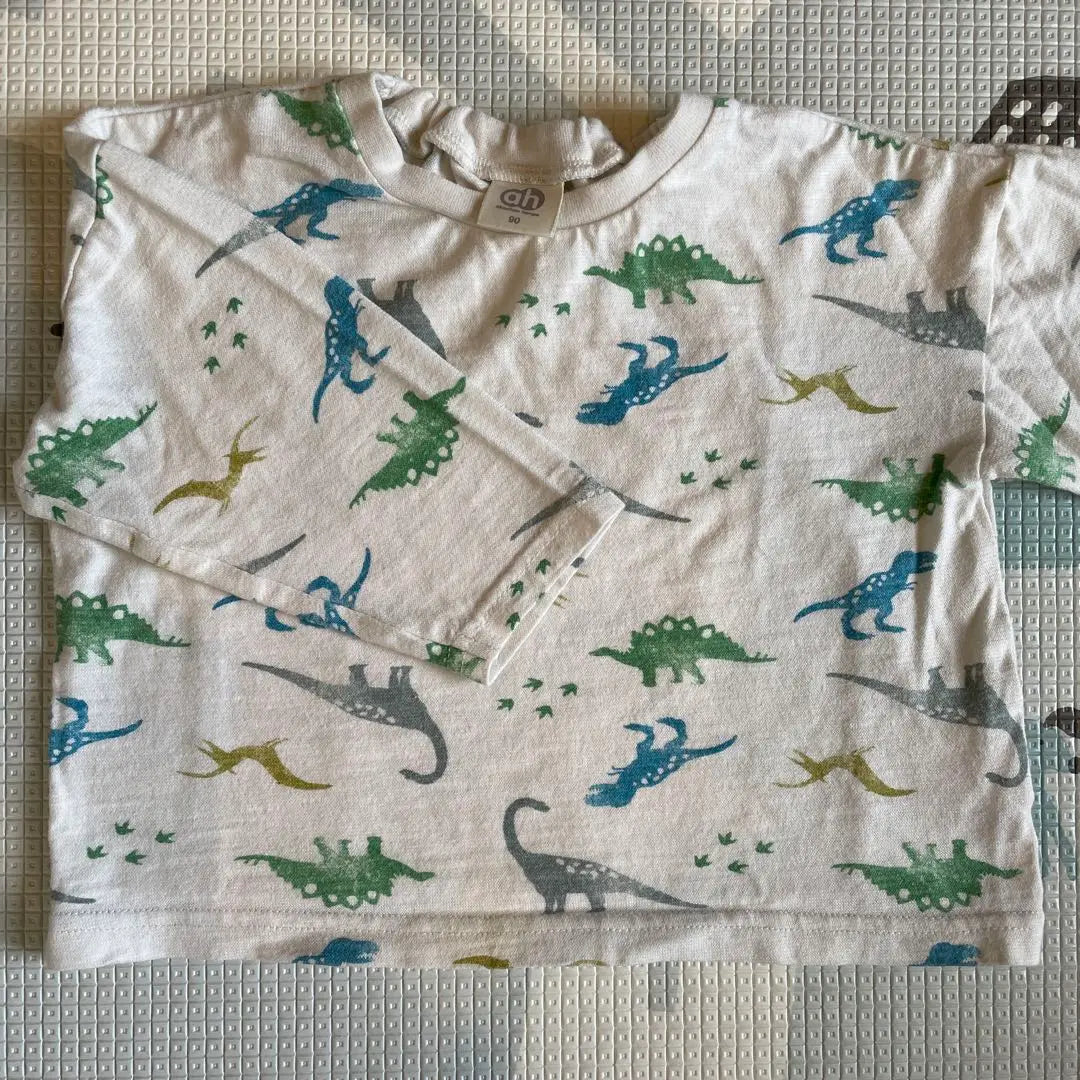 Patrón de dinosaurio Ron T Manga larga cortada y cosida talla 90 | ロンT 恐竜柄 長袖 カットソー 90サイズ