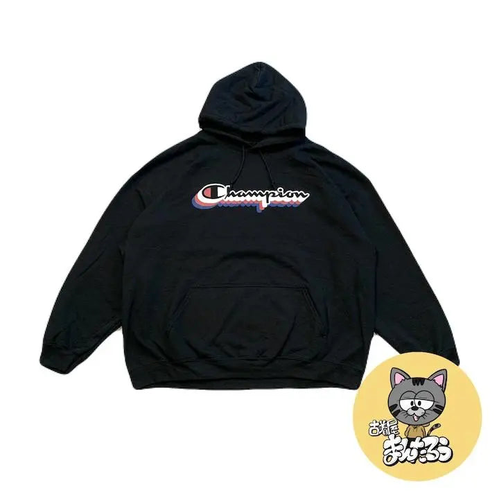 90s Vintage Champion Hoodie Black Oversized XXL