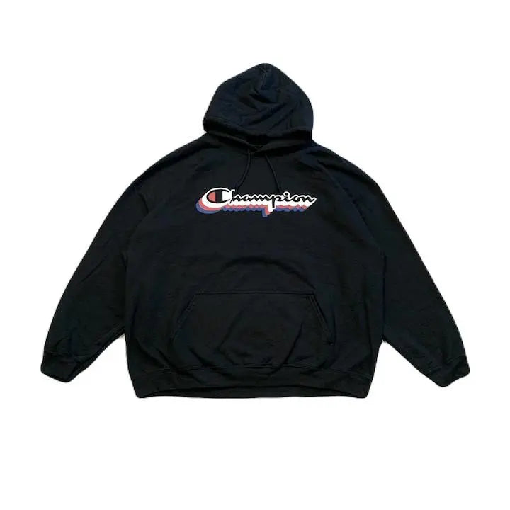 90s Vintage Champion Hoodie Black Oversized XXL