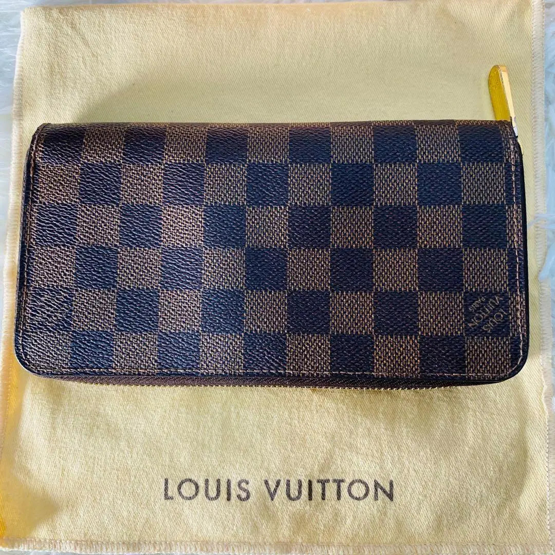 [Good condition] Louis Vuitton Damier Round Zipper Long Wallet Zippy Wallet