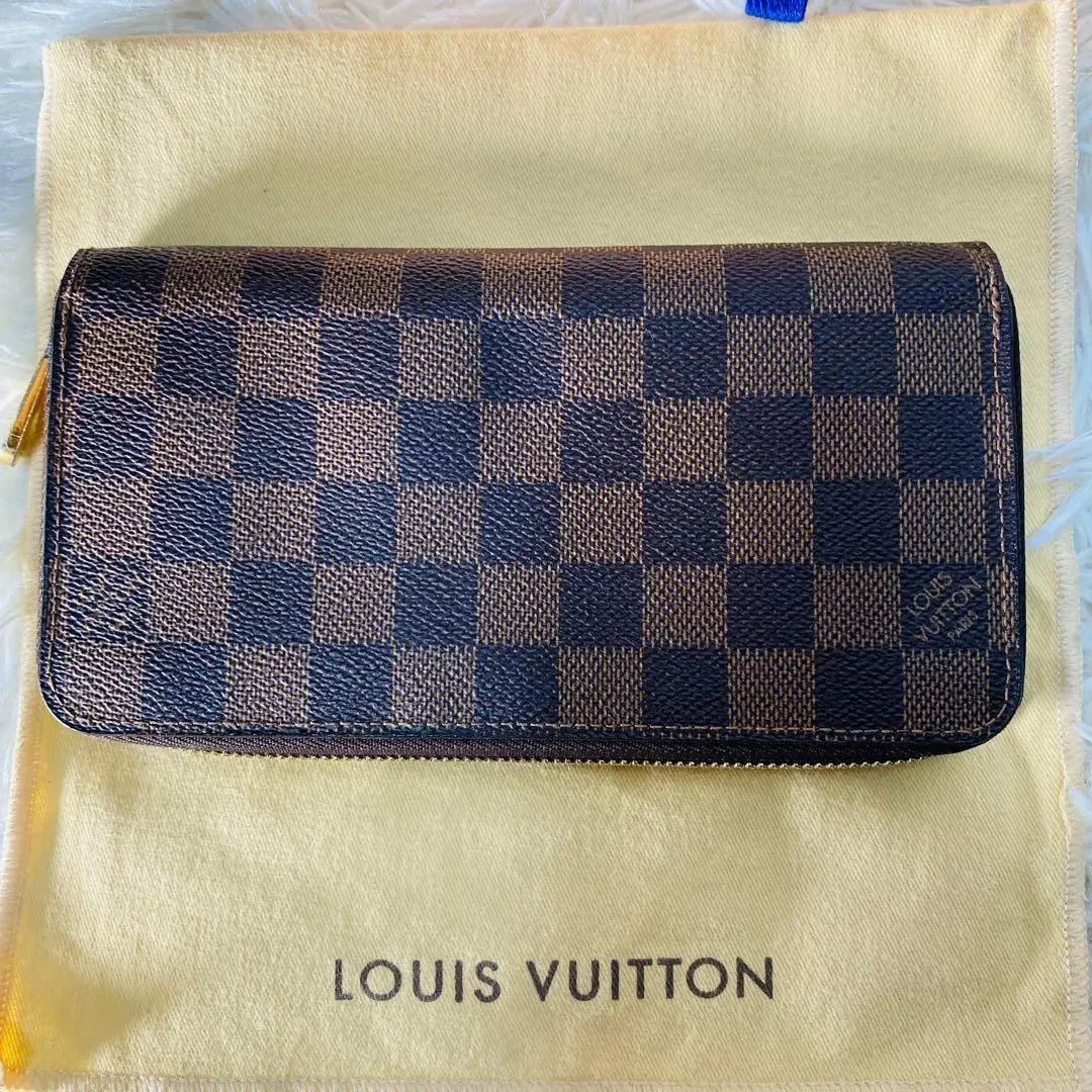 [Good condition] Louis Vuitton Damier Round Zipper Long Wallet Zippy Wallet