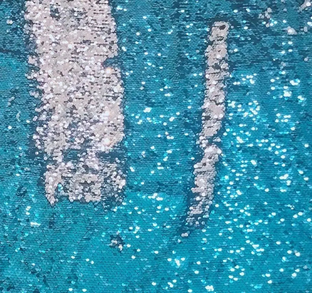 Sequin fabric 45 x 125cm Blue x Silver Handmade Fingertip play