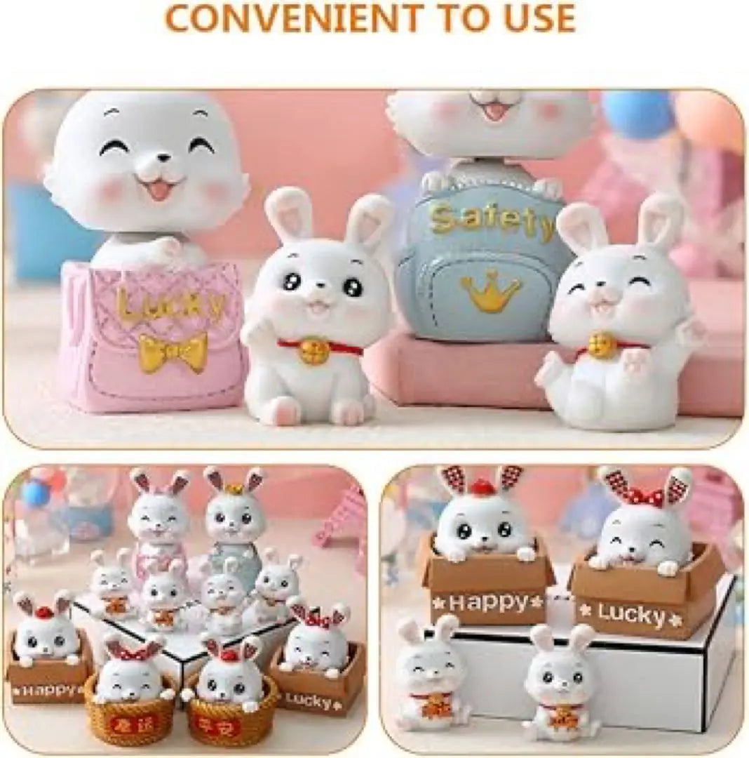 Rabbit Figurine Miniature Animal Mascot Rabbit Figurine 4 Pieces Mini