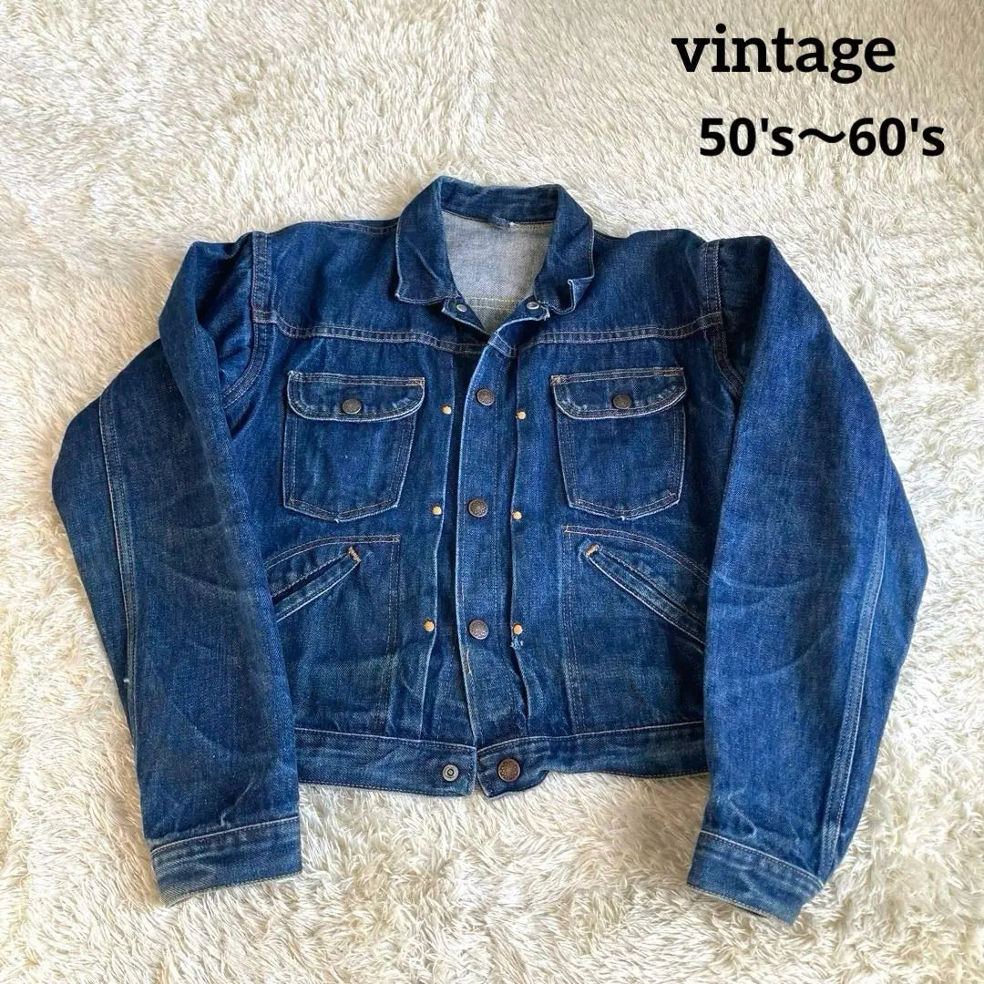 [✨ Rare] Store brand denim jacket vintage dark blue | 【✨希少】ストアブランド デニムジャケット ヴィンテージ 濃紺