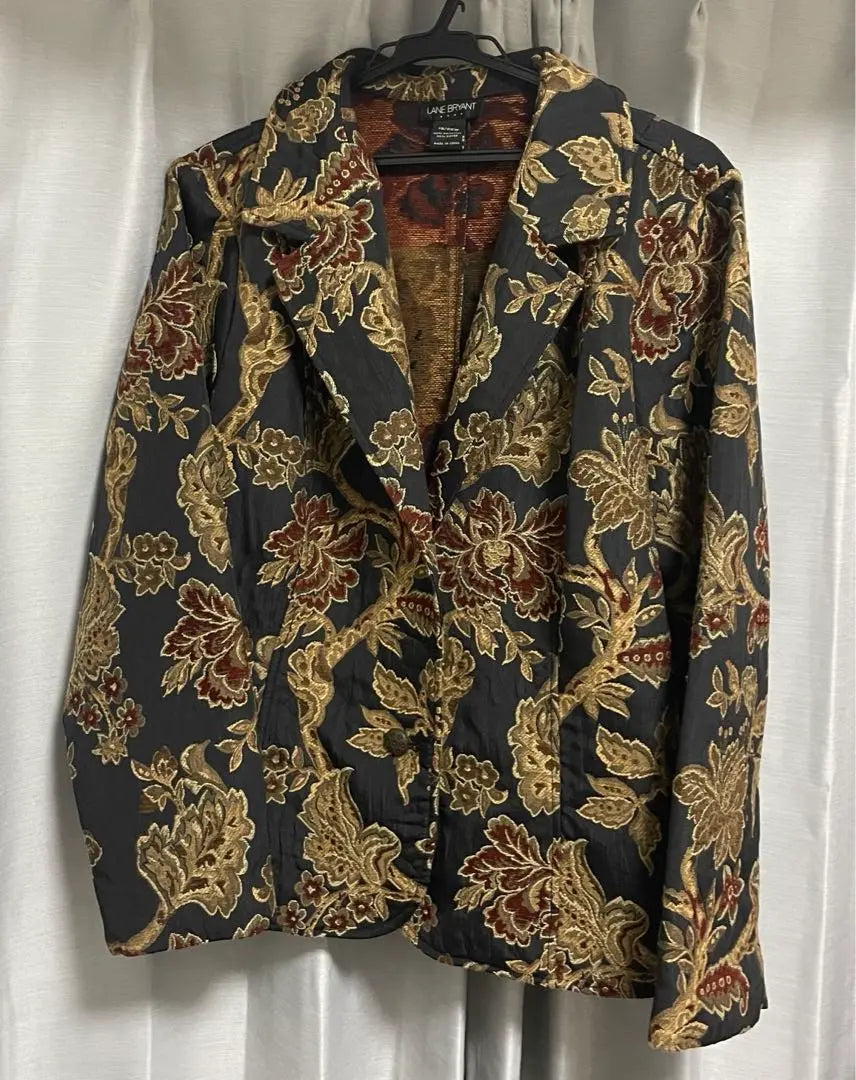 Floral embroidery tailored jacket black vintage vintage clothing | 花柄 フローラル刺繍 テーラードジャケット ブラック ヴィンテージ 古着