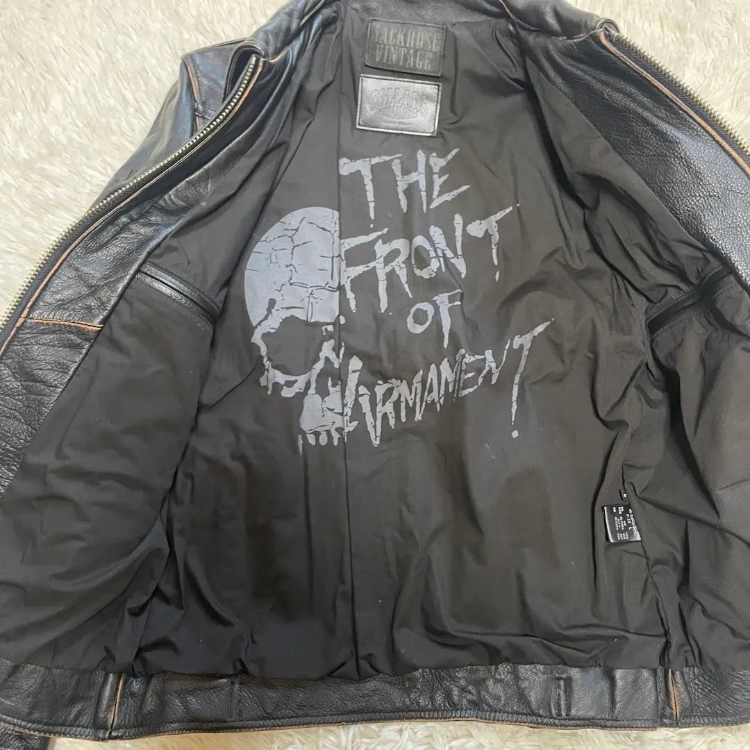 Rare Jack Rose Riders L Size Leather Jacket Armed Front Black