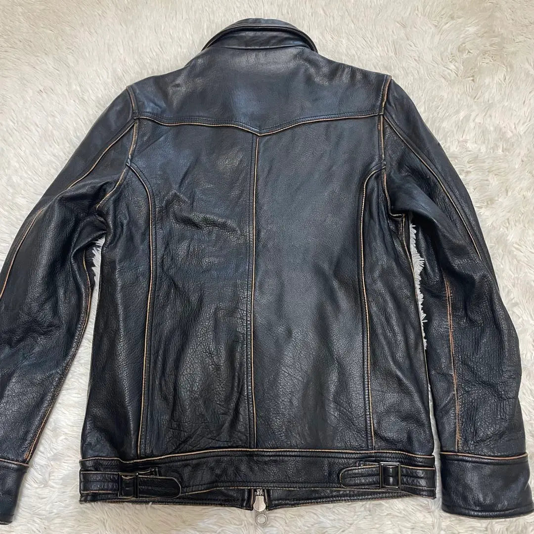 Rare Jack Rose Riders L Size Leather Jacket Armed Front Black