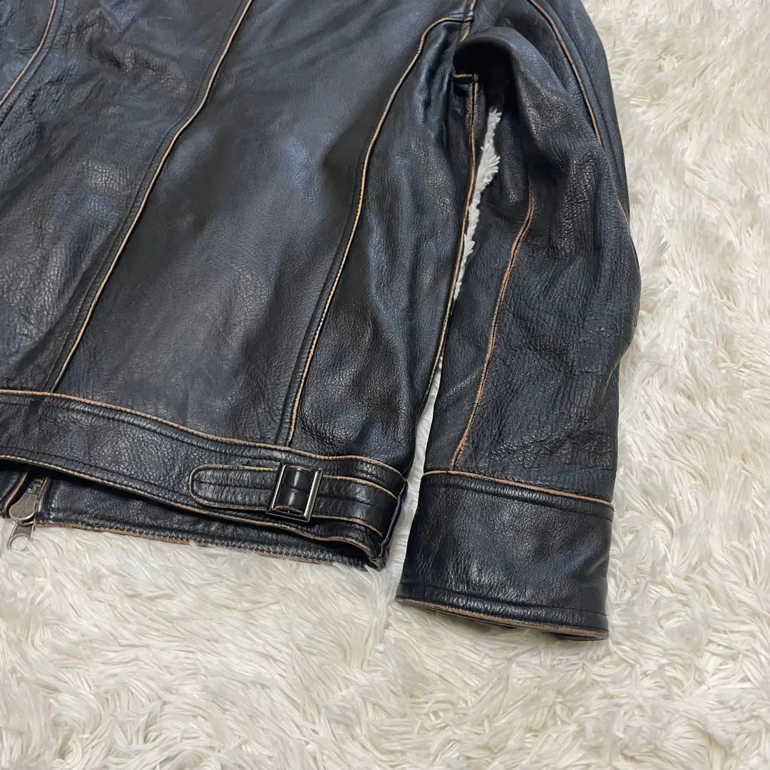 Rare Jack Rose Riders L Size Leather Jacket Armed Front Black