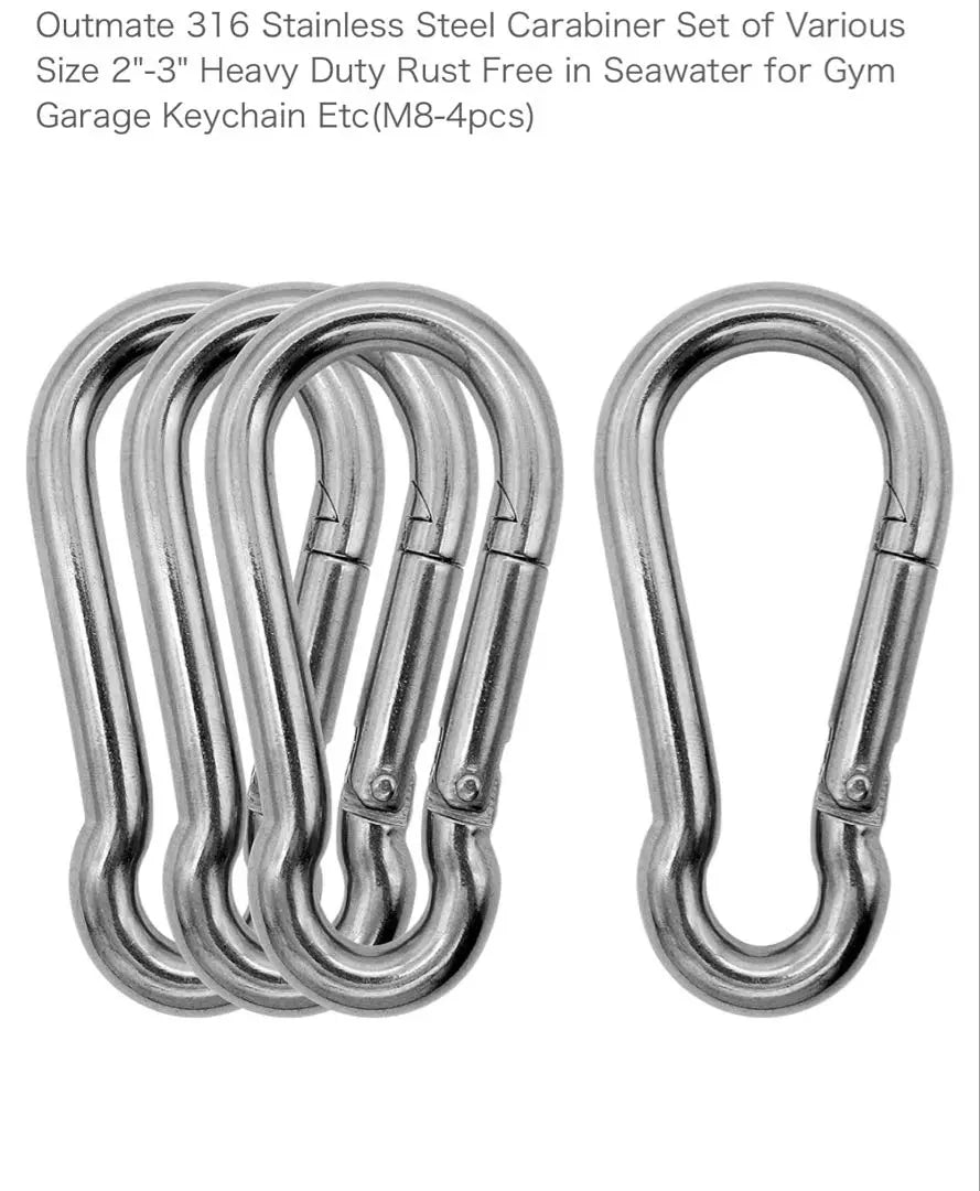 ✨Great deal✨ 4 stainless steel carabiners camping key chain