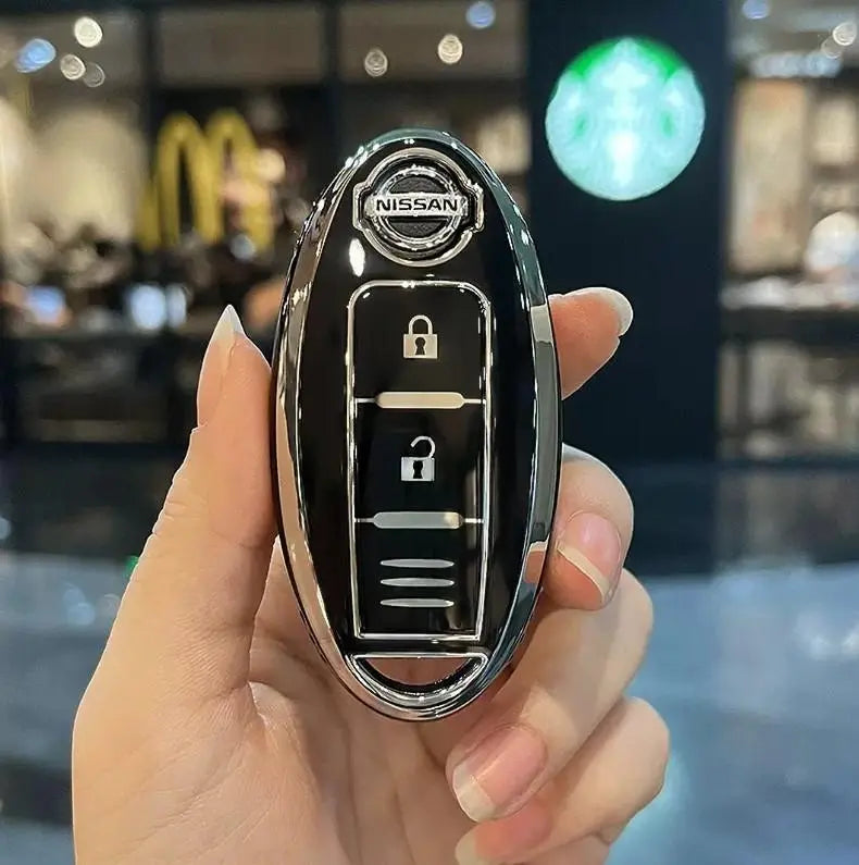 Nissan NISSAN Smart Key Case TPU Key Cover Negro x Plata | 日産Nissan スマートキーケース TPU キーカバー ブラック×シルバー