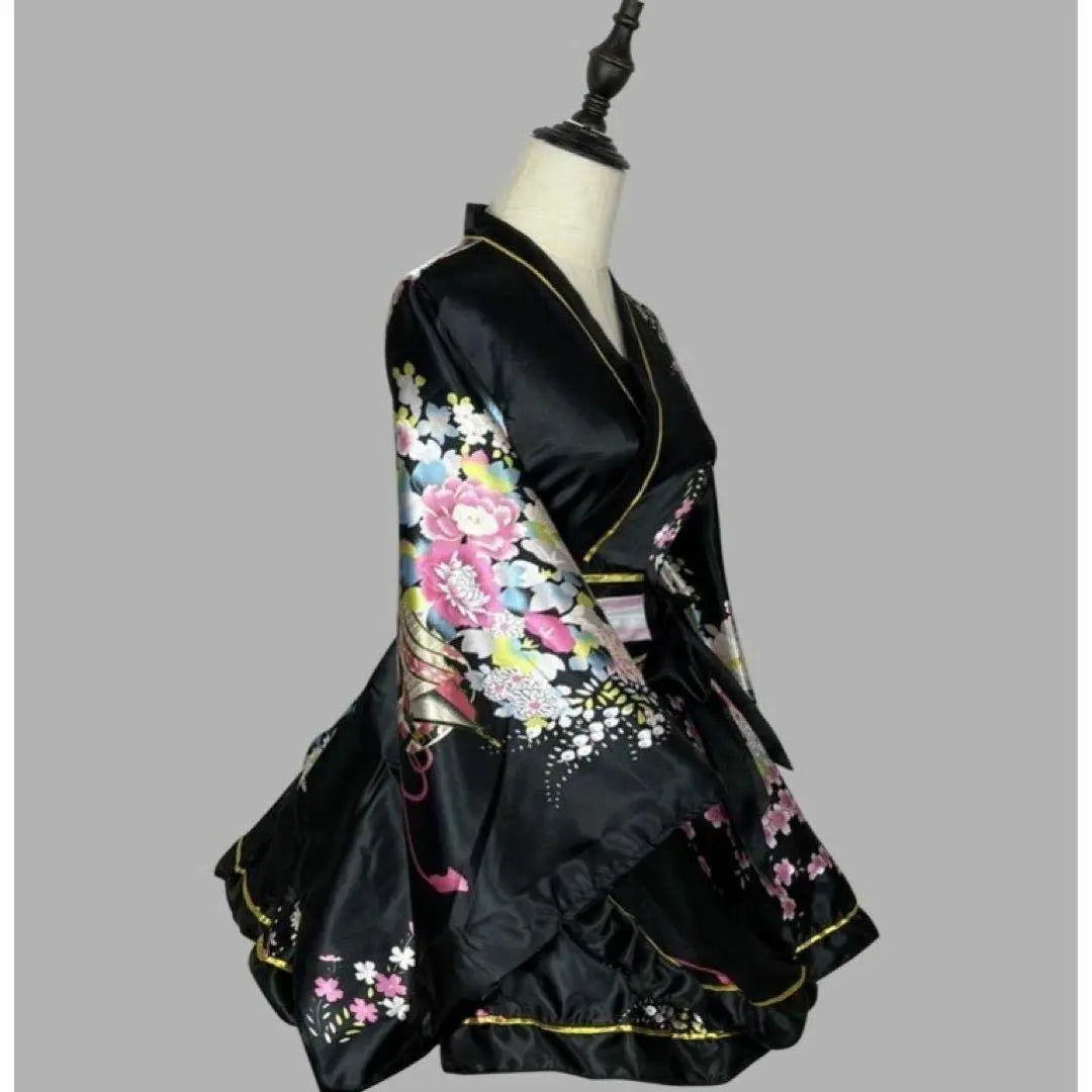 1 Large size One-piece cosplay Floral Japanese-style kimono dress Costume W