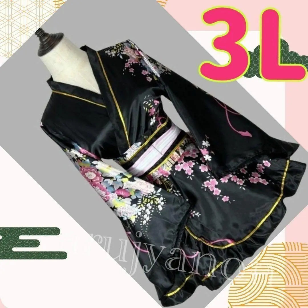 1 Large size One-piece cosplay Floral Japanese-style kimono dress Costume W