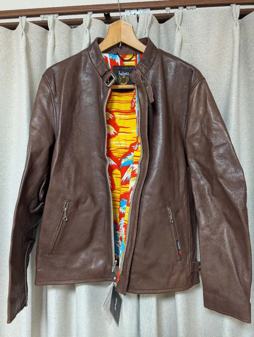 [New] Schott N.Y.C Schott Classic Racer Genuine Leather Jacket Brown