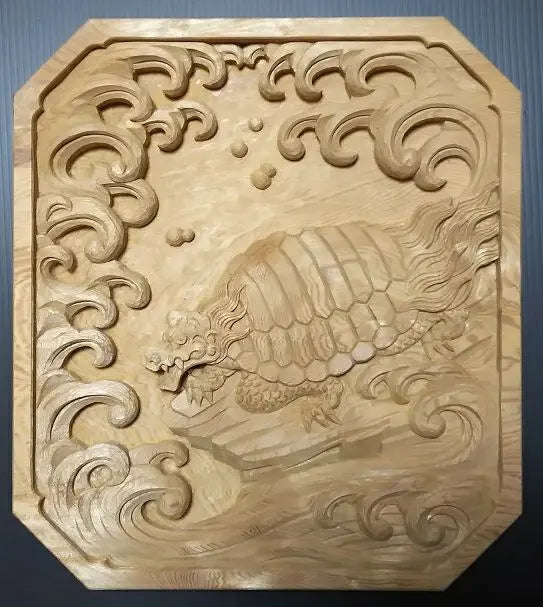 [Limited time price] Yakusugi carving turtle double-sided carving