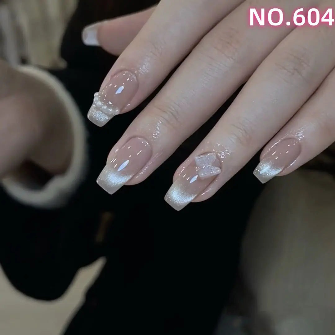 Descuento por tiempo limitado 604 Puntas de uñas temperamentales Tendencia popular coreana Selfie navideño lw1