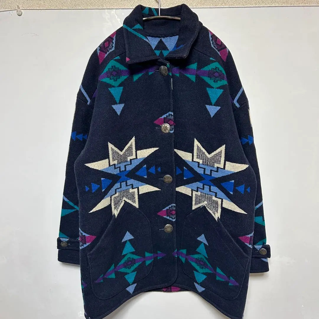 80s PENDLETON knockabouts Native pattern wool coat