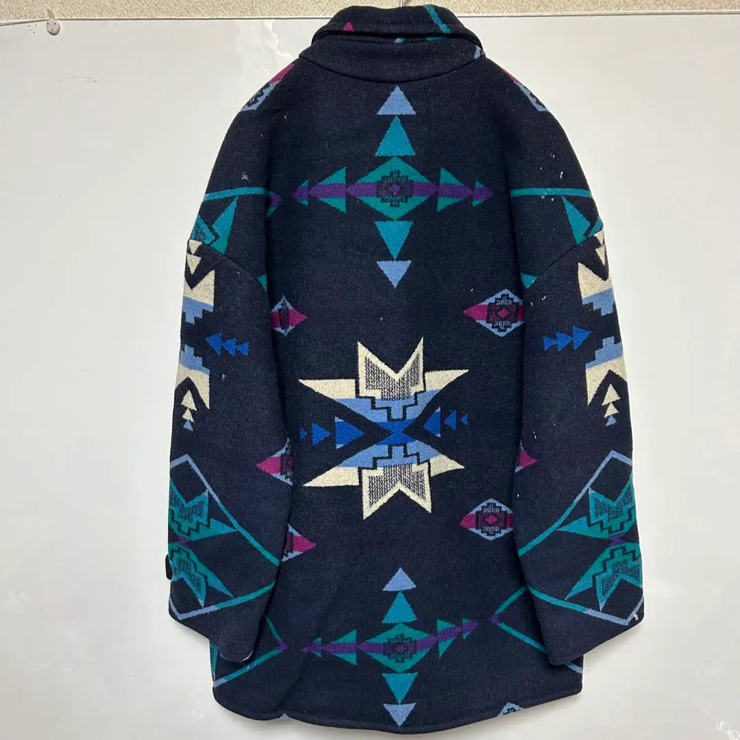 80s PENDLETON knockabouts Native pattern wool coat