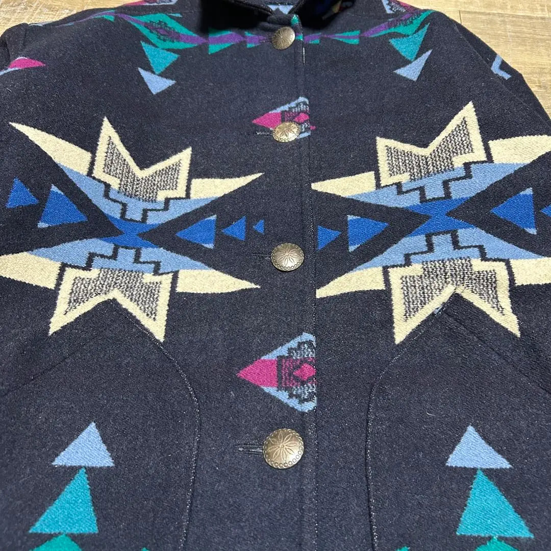 80s PENDLETON knockabouts Native pattern wool coat