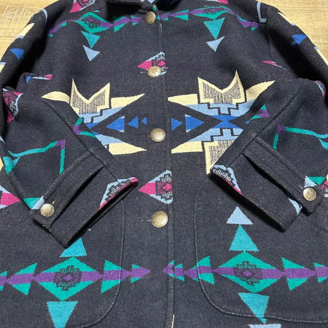 80s PENDLETON knockabouts Native pattern wool coat