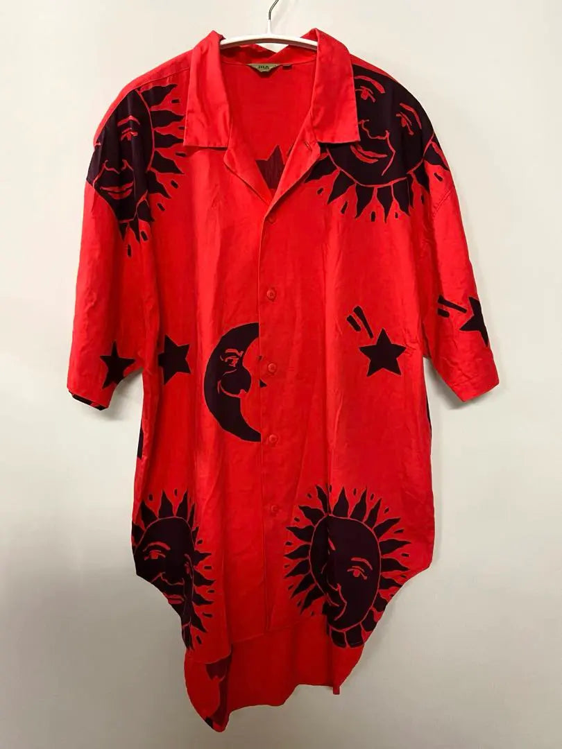 JHA MEN shirt, short sleeve, sun, moon, star, 100% cotton