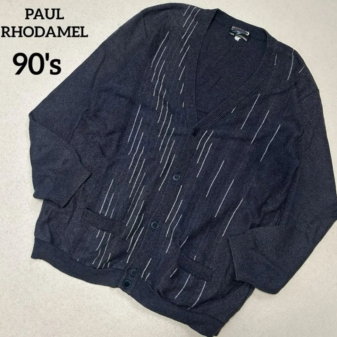 [Rare] PAUL RHODAMEL thick geometric pattern new vintage cardigan