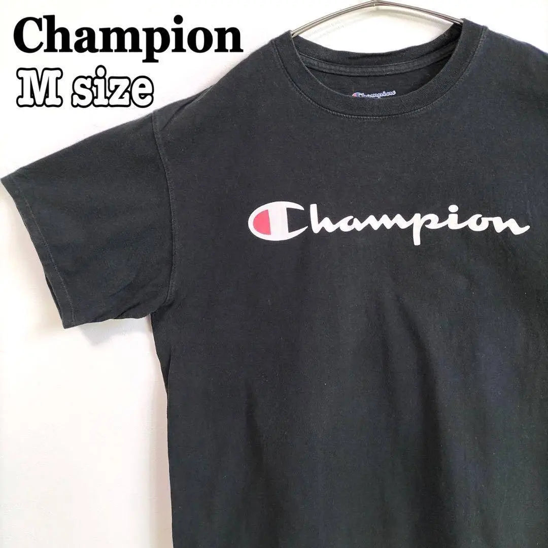 Champion Classic Logo T-shirt Short Sleeve Unisex Black Vintage