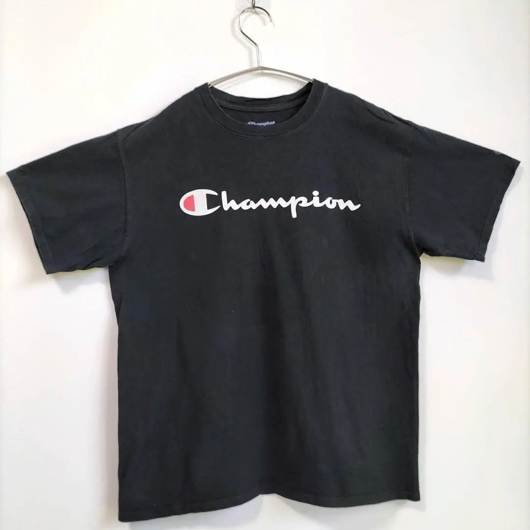 Champion Classic Logo T-shirt Short Sleeve Unisex Black Vintage