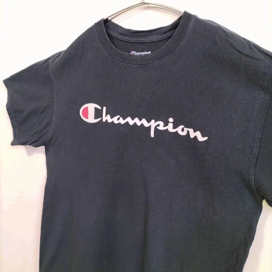 Champion Classic Logo T-shirt Short Sleeve Unisex Black Vintage