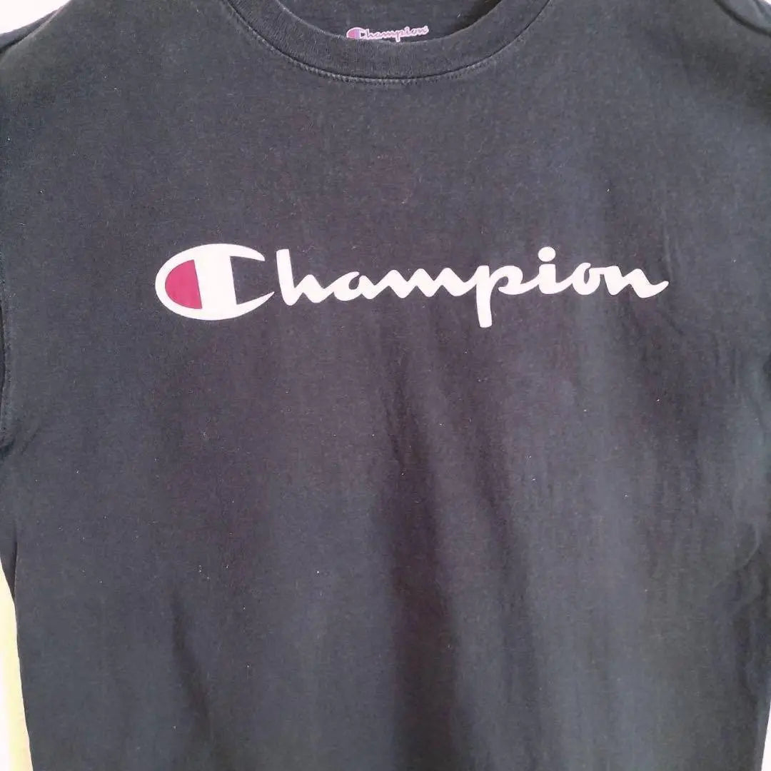 Champion Classic Logo T-shirt Short Sleeve Unisex Black Vintage