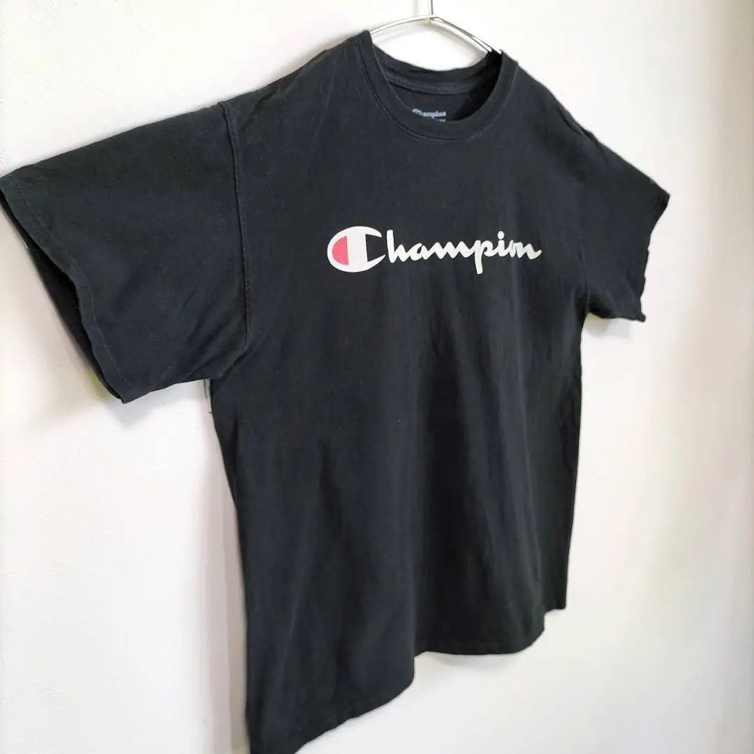 Champion Classic Logo T-shirt Short Sleeve Unisex Black Vintage