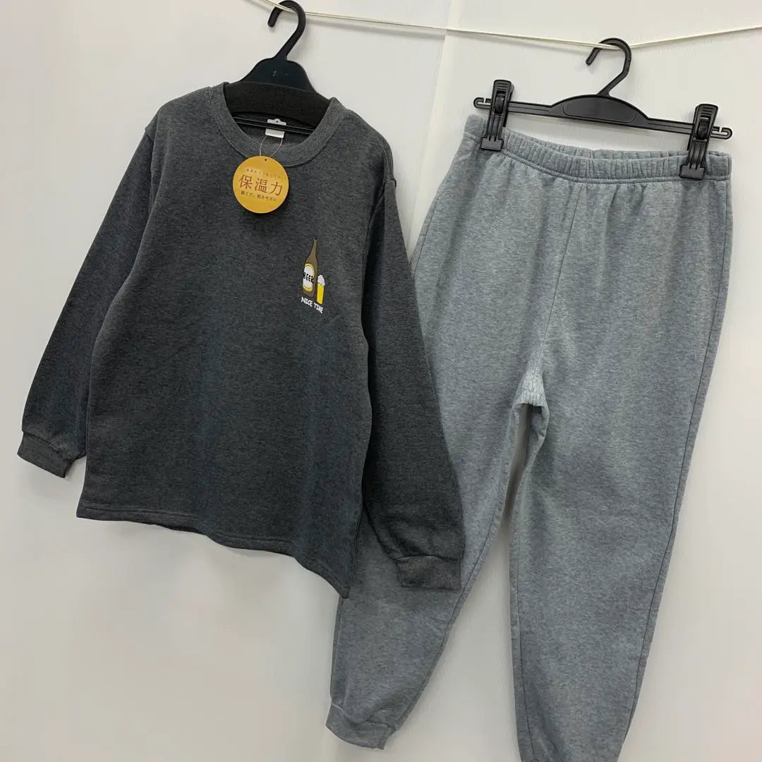 New★Winter★Men's★L size★Fleece-lined sweatshirt top and bottom set Charcoal 7571