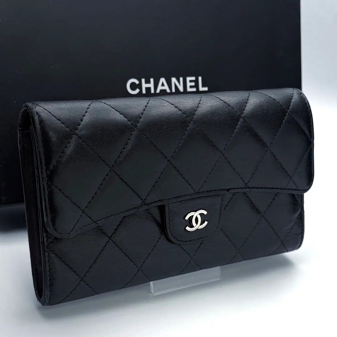 Only today! CHANEL Matelasse Lambskin Tri-fold Wallet Official Warranty 2350