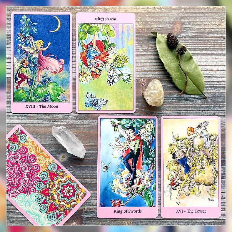 ✨Diseño popular✨El rosa es lindo♡Carta del tarot con diseño de hadas con un toque retro