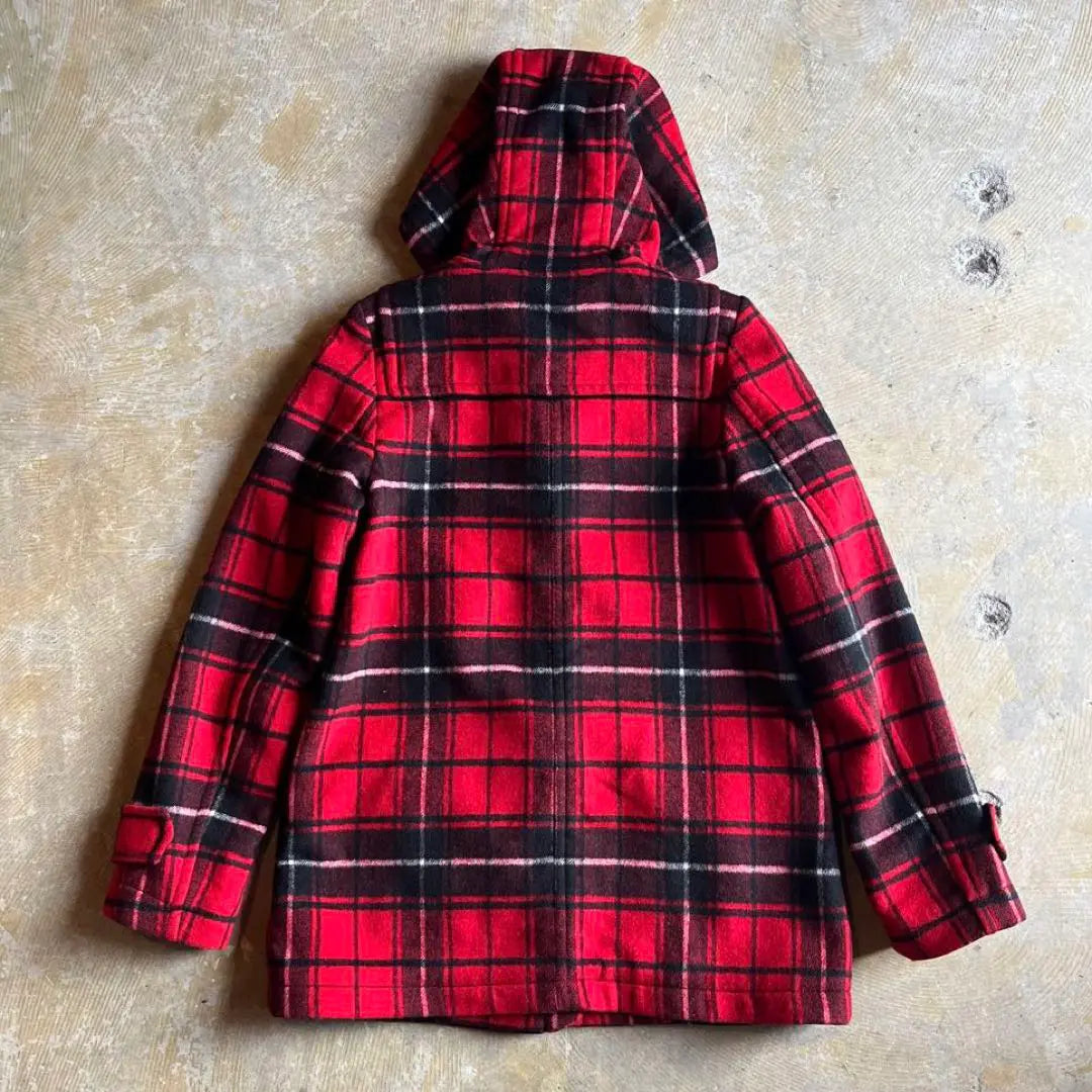 00's vintage old gap red check duffle coat mode